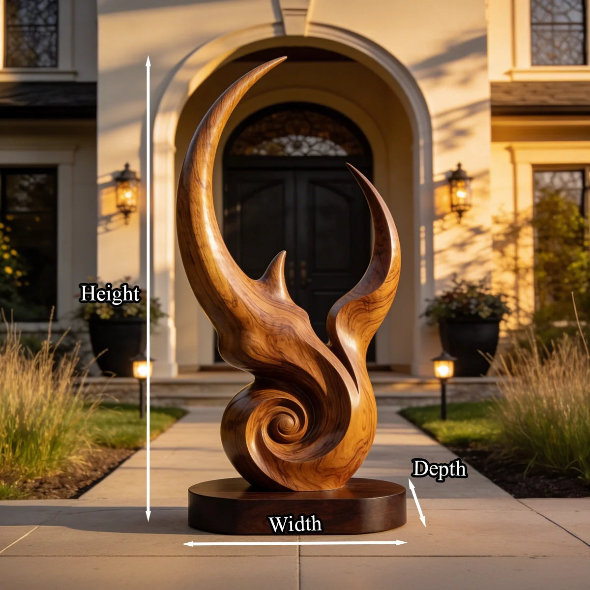 Phoenix Flame Spiral Wood Garden Sculpture