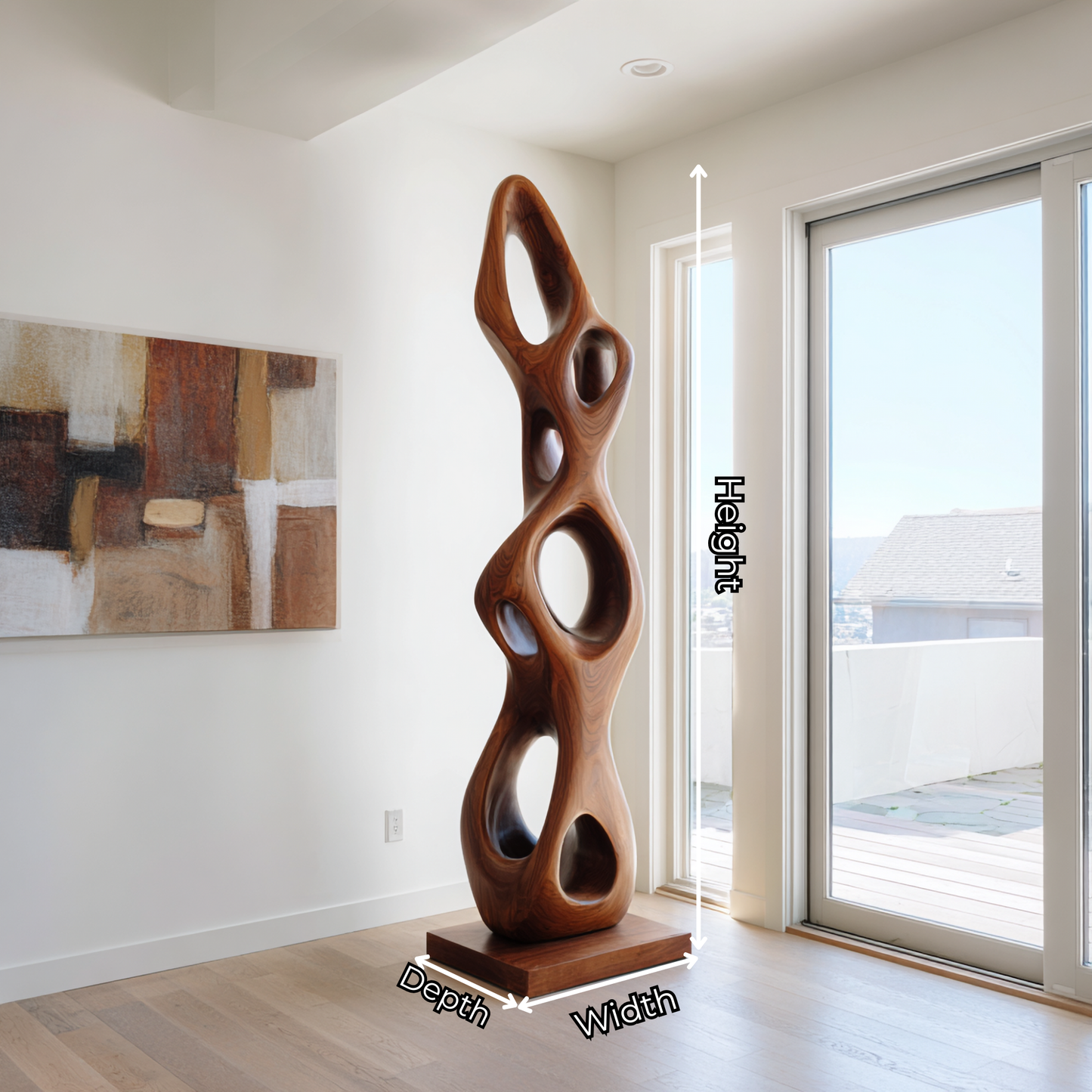 Organic Openwork Sculpture in Natural Wood for Bright Interiors