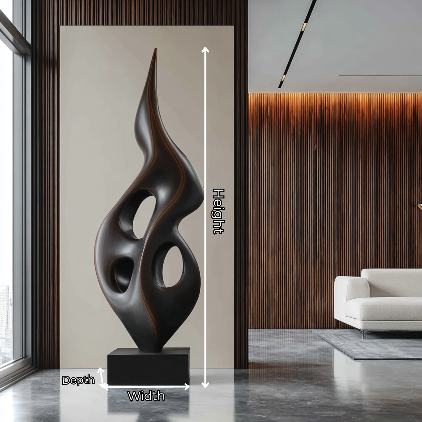 Abstract Solid Wood Loop Sculpture for Luxury Modern Interior