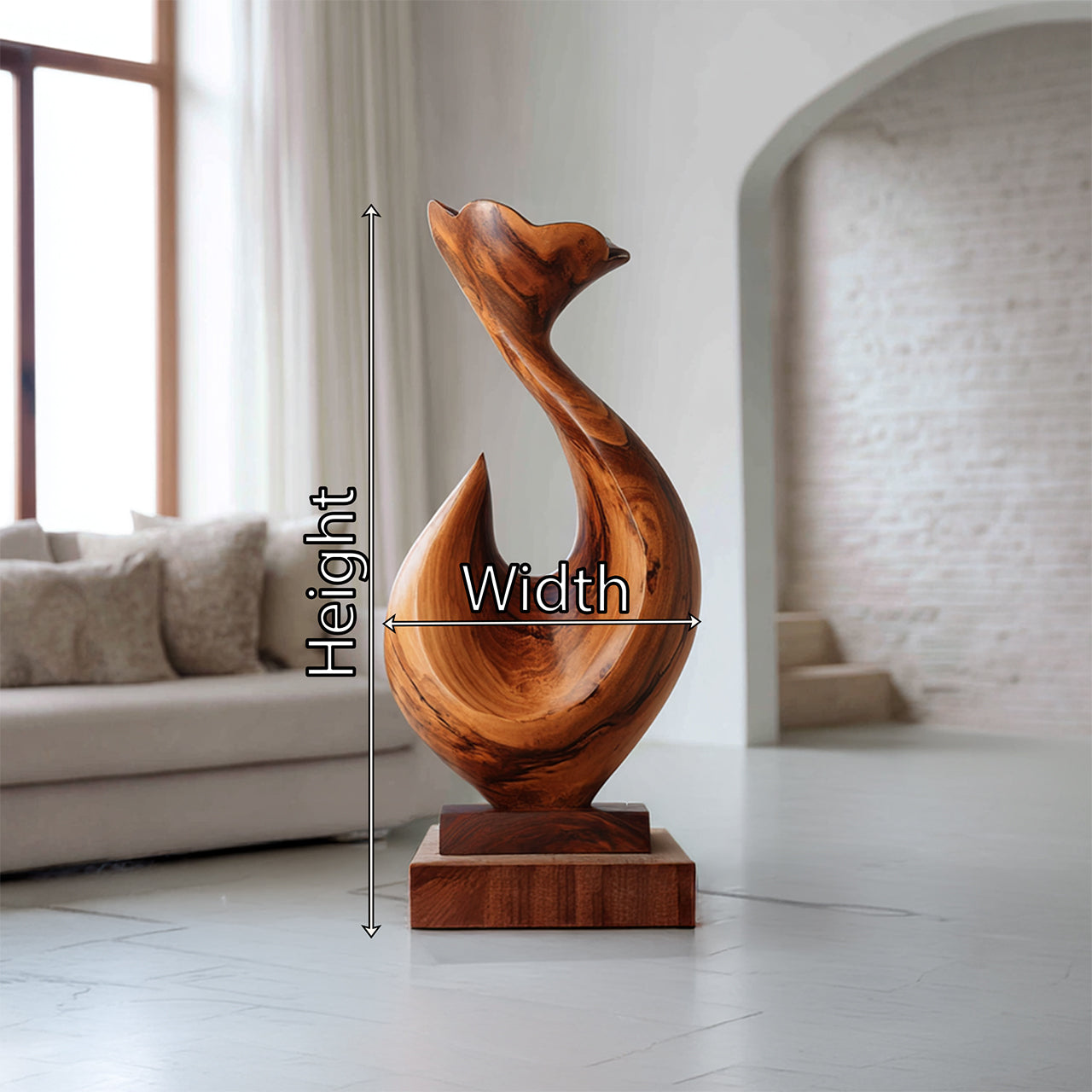 Abstract Sculptural Form in Natural Wood with Flowing Silhouette