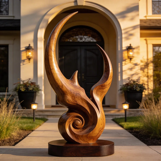 Phoenix Flame Spiral Wood Garden Sculpture