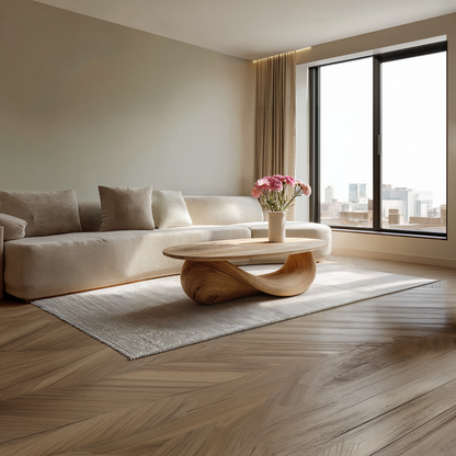 Organic Sculptural Coffee Table with Flowing Loop Base