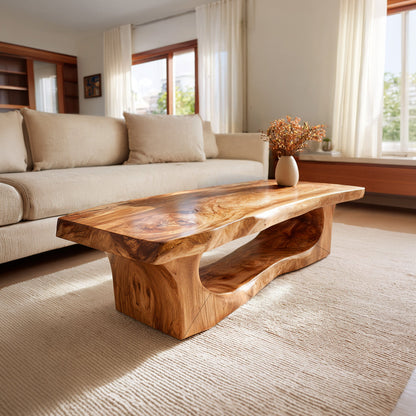 Organic Sculptural Coffee Table With Open Carved Base