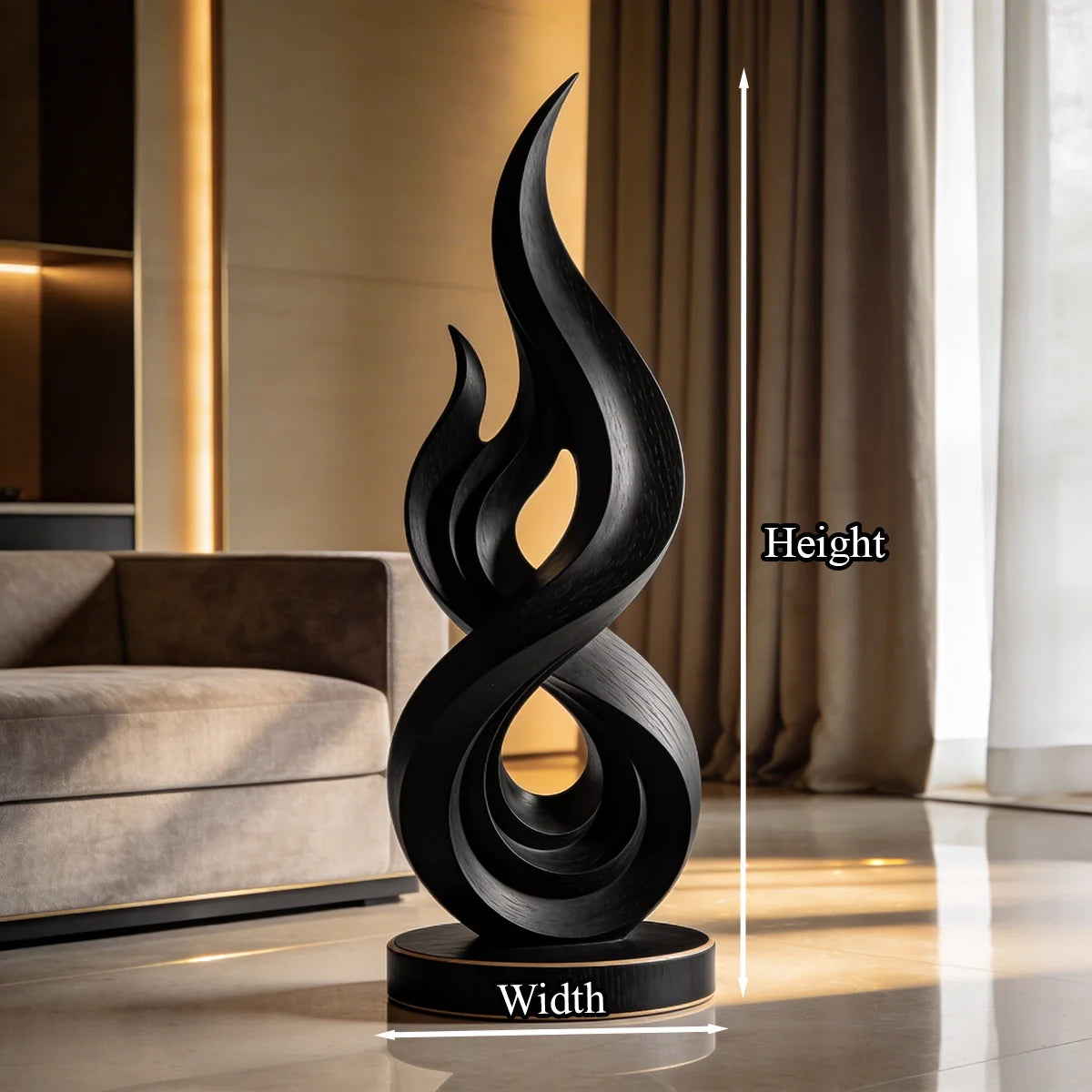 Flame Infinity Abstract Wood Floor Sculpture
