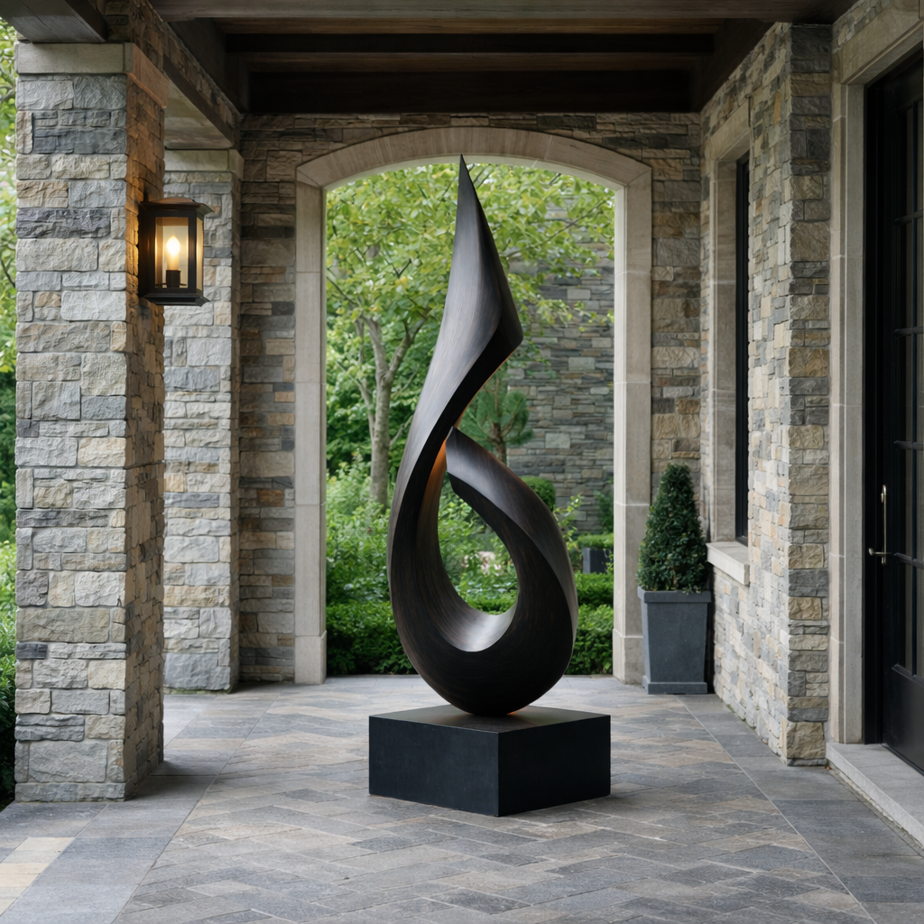 Modern Outdoor Wood Sculpture Large Abstract Garden Statue