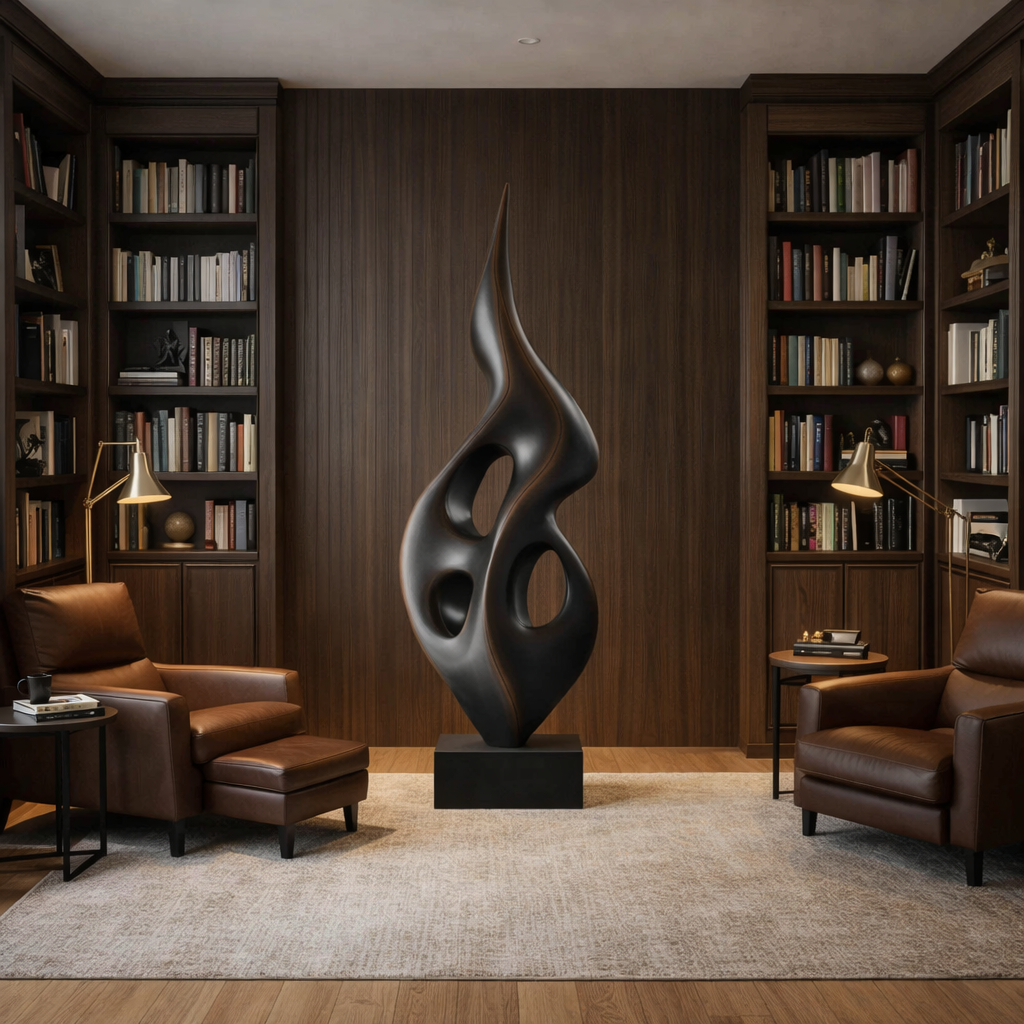 Abstract Solid Wood Loop Sculpture for Luxury Modern Interior