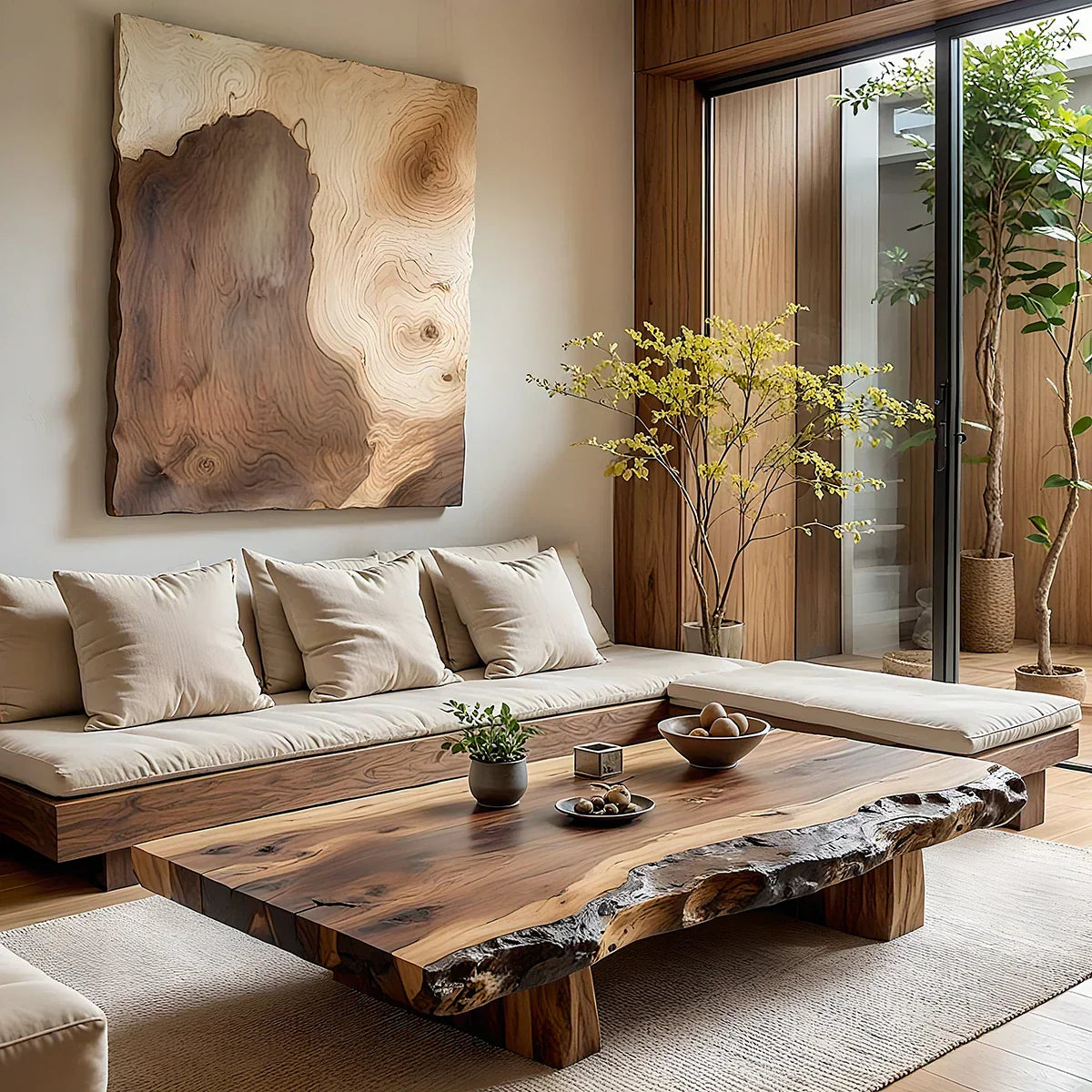 Natural Live Edge Wood Coffee Table Solid Slab Rustic Center Table