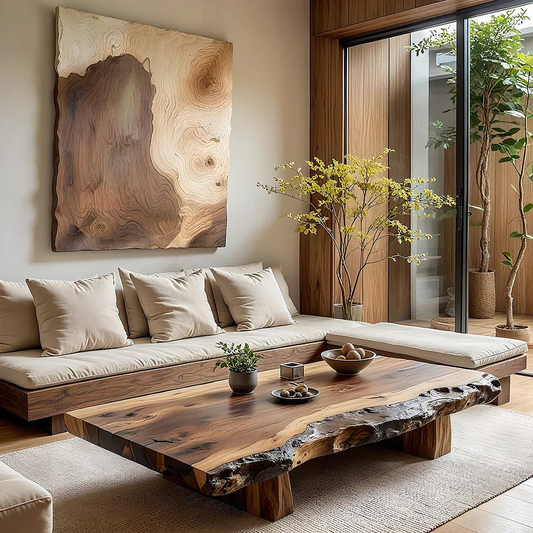 Natural Live Edge Wood Coffee Table Solid Slab Rustic Center Table