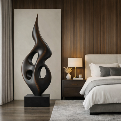 Abstract Solid Wood Loop Sculpture for Luxury Modern Interior