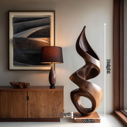 Abstract Solid Wood Floor Sculpture for Modern Living Spaces
