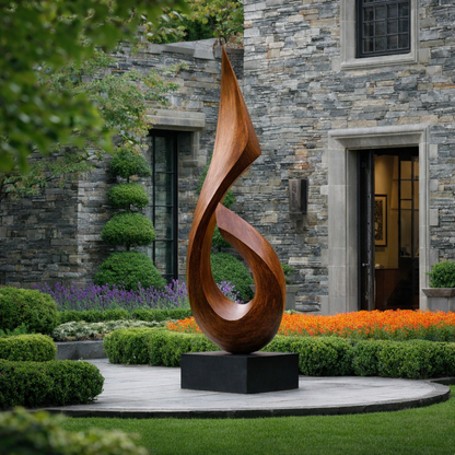 Modern Outdoor Wood Sculpture Large Abstract Garden Statue