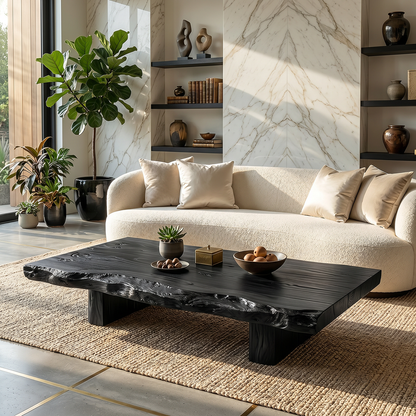 Natural Live Edge Wood Coffee Table Solid Slab Rustic Center Table
