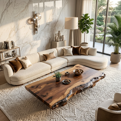 Natural Live Edge Wood Coffee Table Solid Slab Rustic Center Table