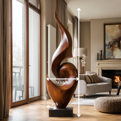 Abstract Solid Wood Floor Sculpture for Modern Luxury Interior