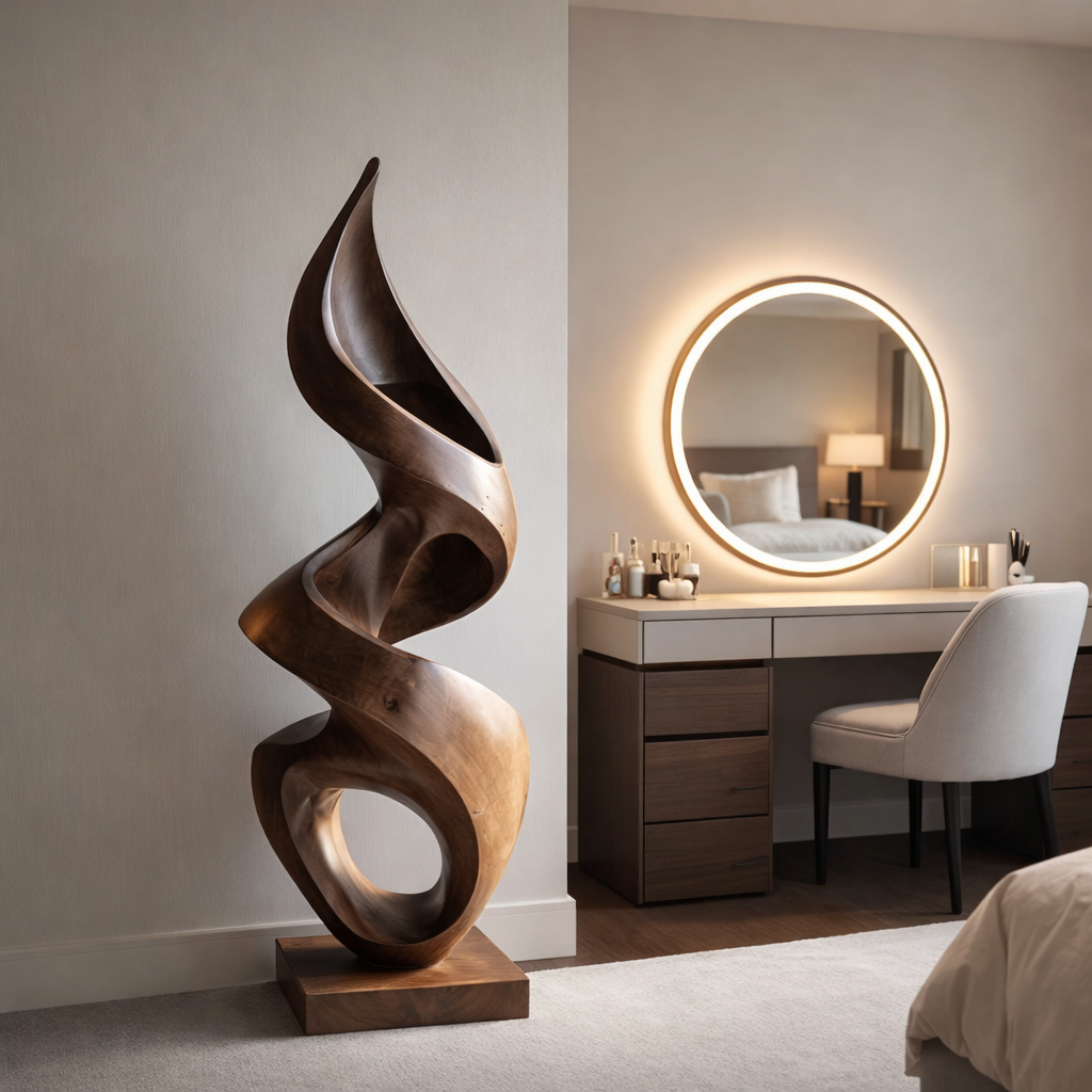 Abstract Solid Wood Floor Sculpture for Modern Living Spaces