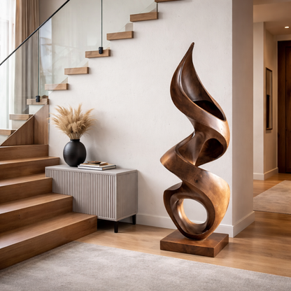 Abstract Solid Wood Floor Sculpture for Modern Living Spaces