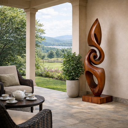 Handcrafted Solid Wood Spiral Sculpture for Contemporary Interiors