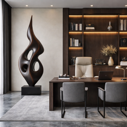 Abstract Solid Wood Loop Sculpture for Luxury Modern Interior