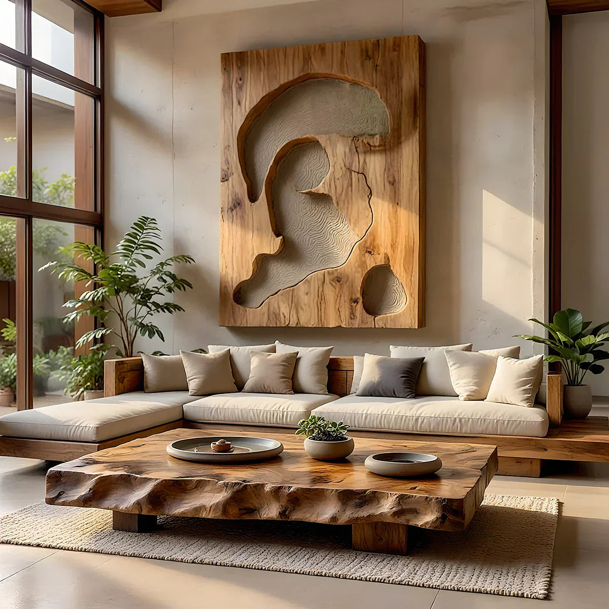 Live Edge Solid Wood Coffee Table Rustic Organic Low Center Table
