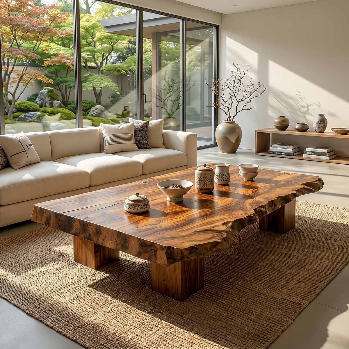 Live Edge Solid Wood Tea Table Low Floor Coffee Table