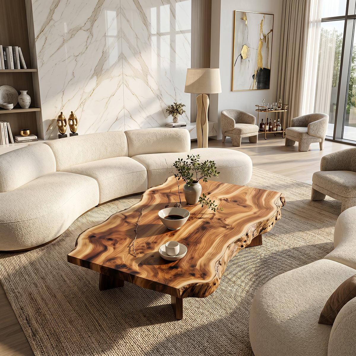 Natural Live Edge Wood Coffee Table Organic Slab Center Table