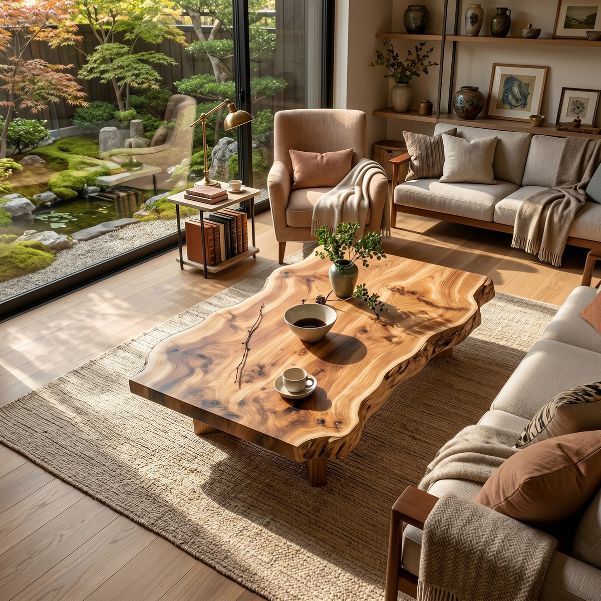 Natural Live Edge Wood Coffee Table Organic Slab Center Table