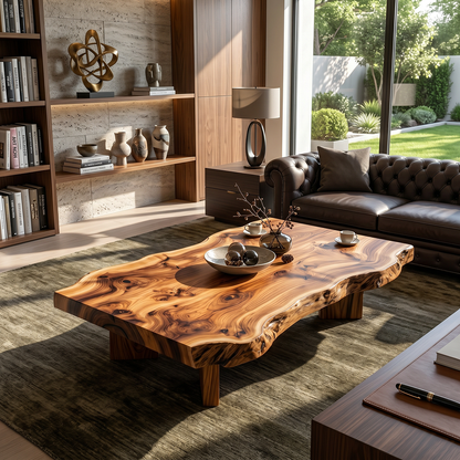 Natural Live Edge Wood Coffee Table Organic Slab Center Table