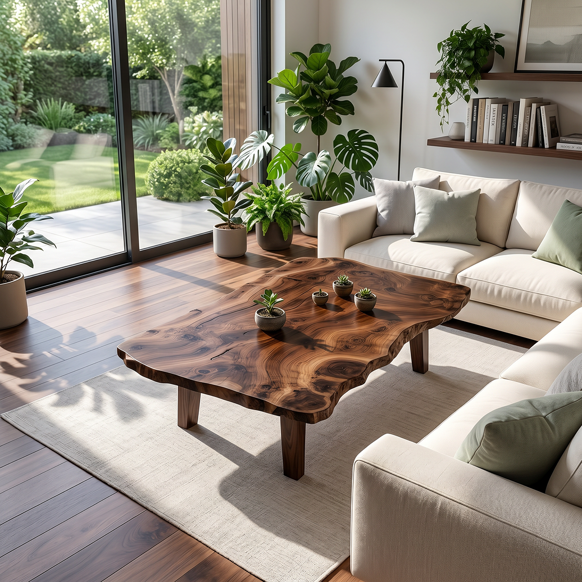 Live Edge Solid Wood Coffee Table Organic Slab Rustic Center Table