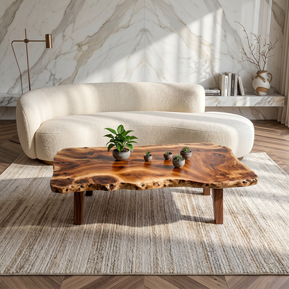 Live Edge Solid Wood Coffee Table Organic Slab Rustic Center Table