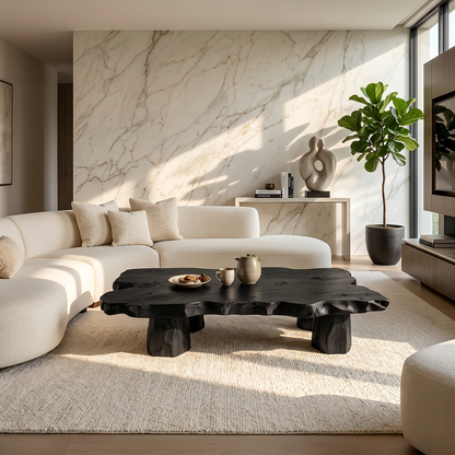 Organic Live Edge Wood Coffee Table Rustic Solid Slab Center Table