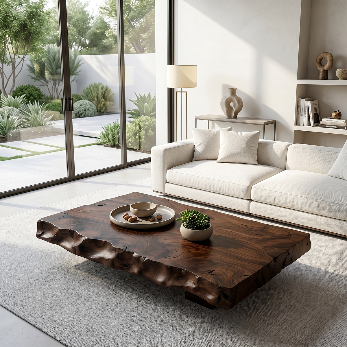 Live Edge Solid Wood Coffee Table Rustic Organic Low Center Table