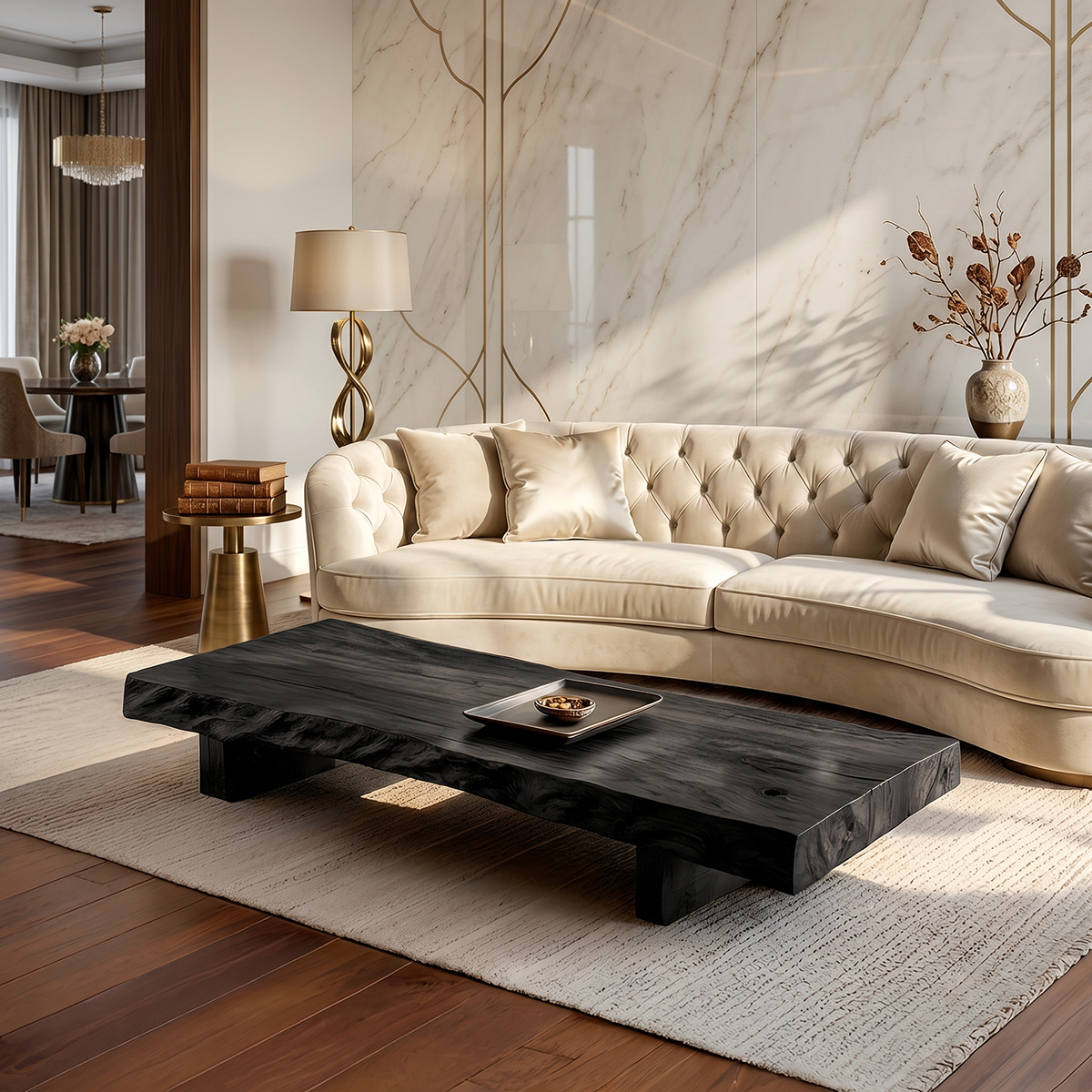 Organic Live Edge Solid Wood Coffee Table Rustic Slab Low Table
