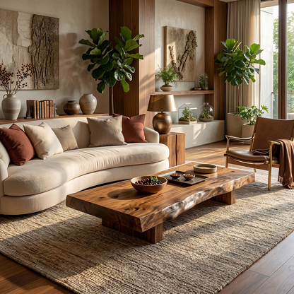 Organic Live Edge Solid Wood Coffee Table Rustic Slab Low Table