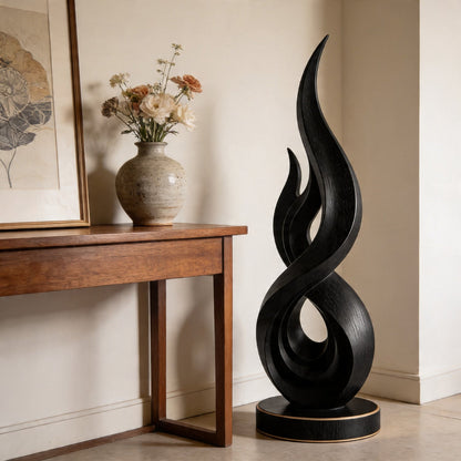 Flame Infinity Abstract Wood Floor Sculpture
