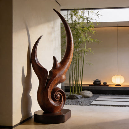Phoenix Flame Spiral Wood Garden Sculpture
