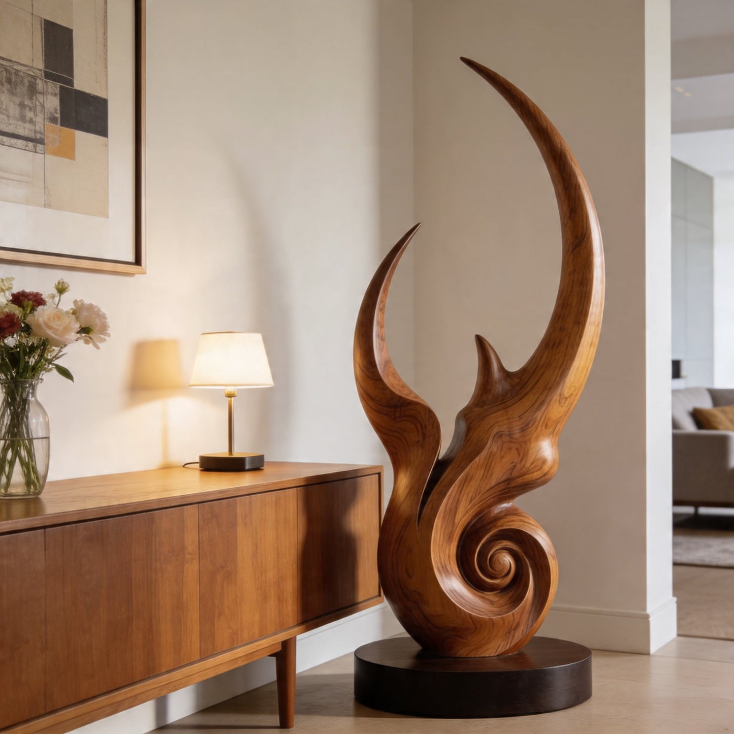 Phoenix Flame Spiral Wood Garden Sculpture