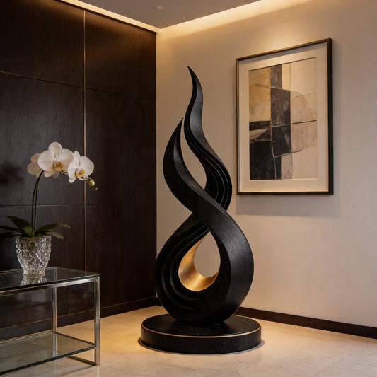 Layered Flame Infinity Wood Floor Sculpture
