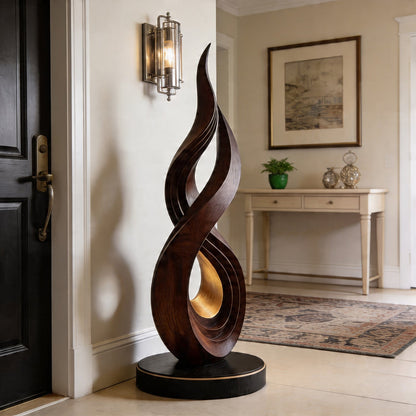 Layered Flame Infinity Wood Floor Sculpture
