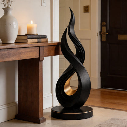 Layered Flame Infinity Wood Floor Sculpture