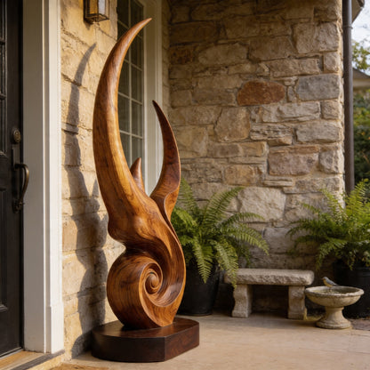 Phoenix Flame Spiral Wood Garden Sculpture