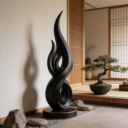 Flame Infinity Abstract Wood Floor Sculpture