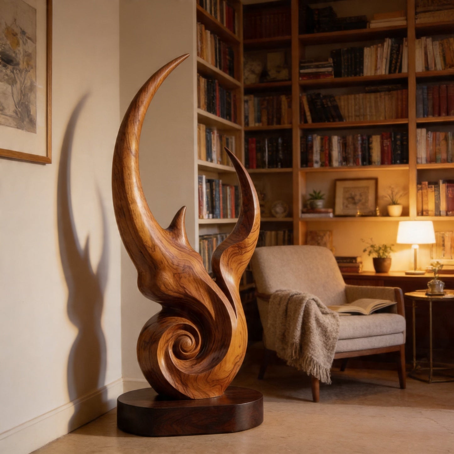 Phoenix Flame Spiral Wood Garden Sculpture