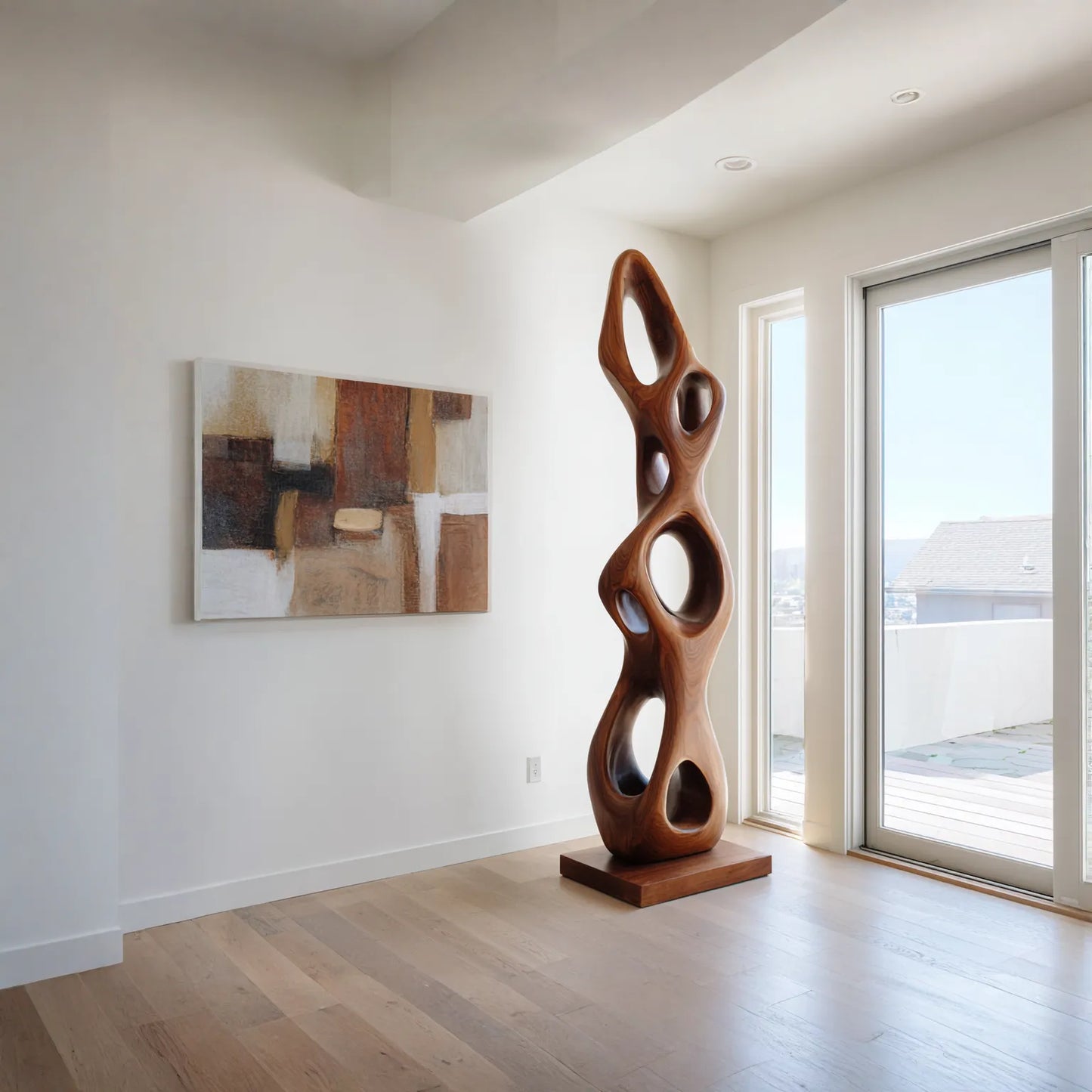 Organic Openwork Sculpture in Natural Wood for Bright Interiors