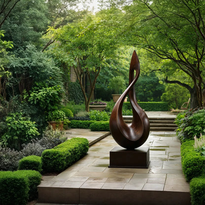 Elegant Garden Sculpture With Flowing Natural Wood Silhouette