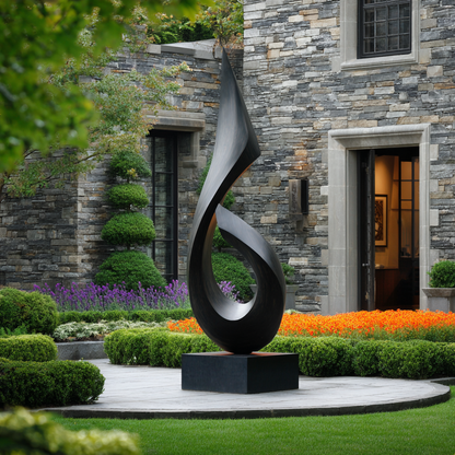 Modern Outdoor Wood Sculpture Large Abstract Garden Statue
