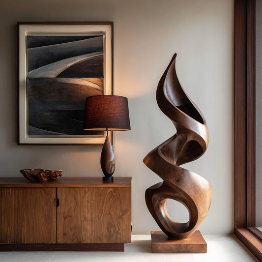 Abstract Solid Wood Floor Sculpture for Modern Living Spaces