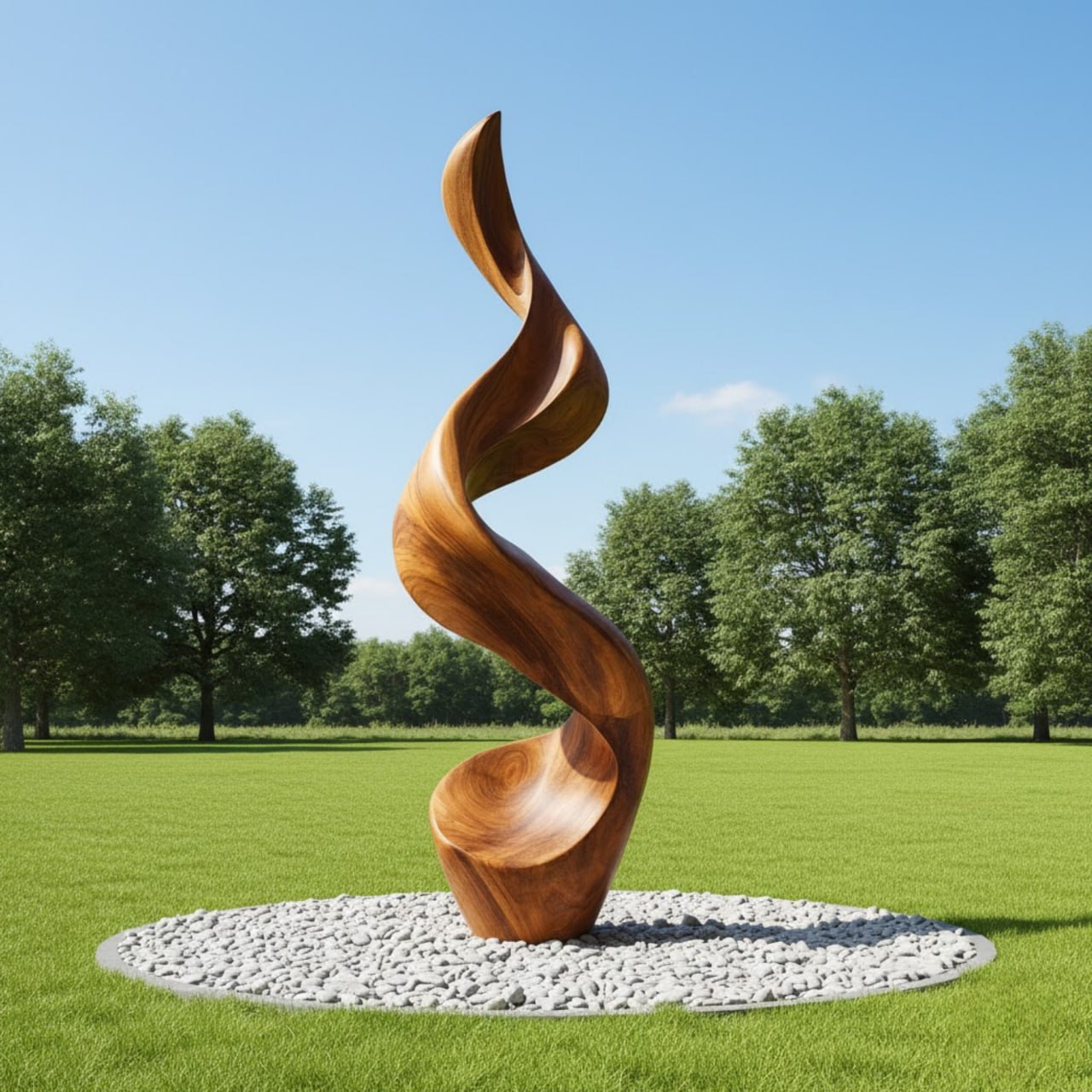 Tall Twisted Floor Sculpture in Natural Wood for Elegant Homes