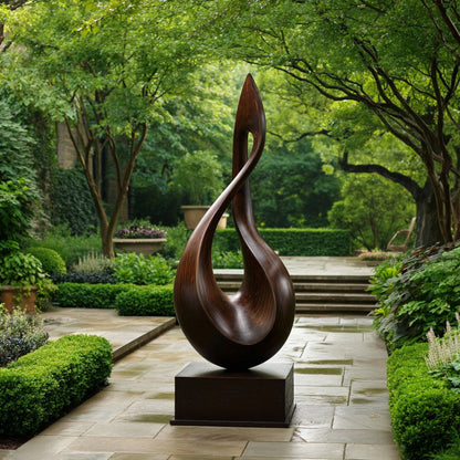 Elegant Garden Sculpture With Flowing Natural Wood Silhouette