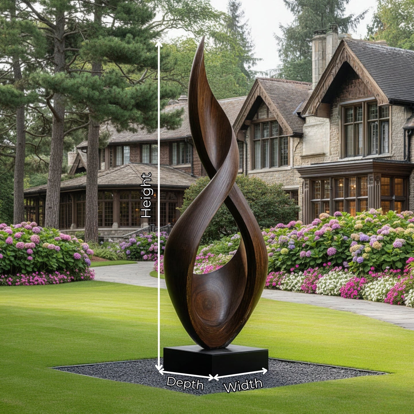 Large Outdoor Solid Wood Sculpture Hand Carved Abstract Garden Wood Art