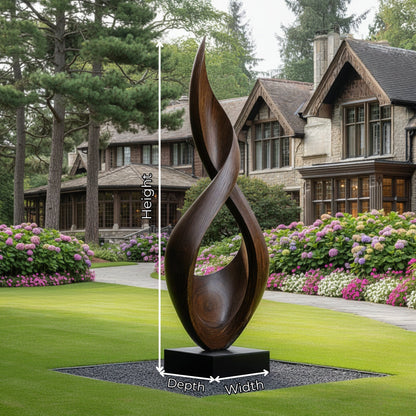 Large Outdoor Solid Wood Sculpture Hand Carved Abstract Garden Wood Art